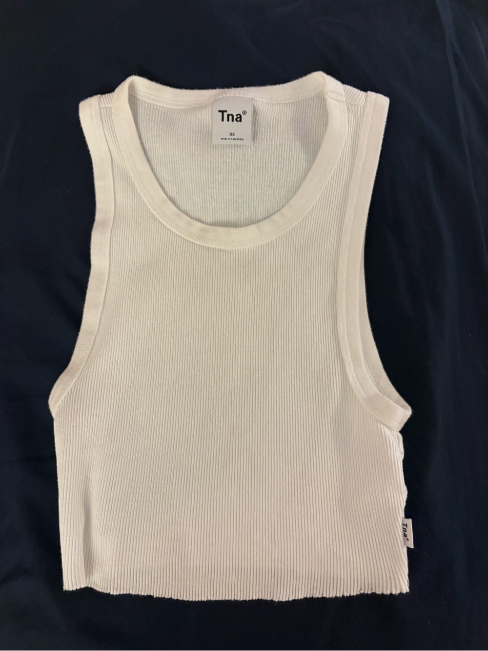 Aritzia TNA White Ribbed Cropped Tank XS